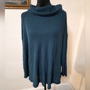 Maurices Deep Teal Cowl Neck Waffle Knit Sweater